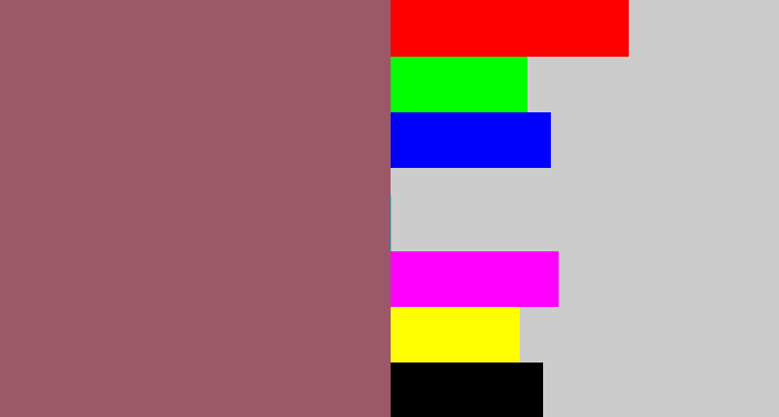 Hex color #9b5868 - dark mauve