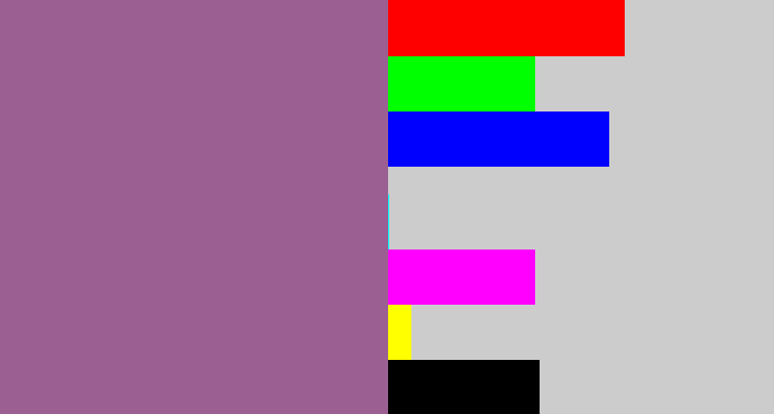 Hex color #9b6091 - purpleish