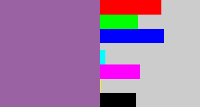 Hex color #9b62a3 - dark lilac