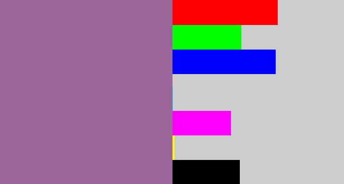 Hex color #9b6699 - faded purple