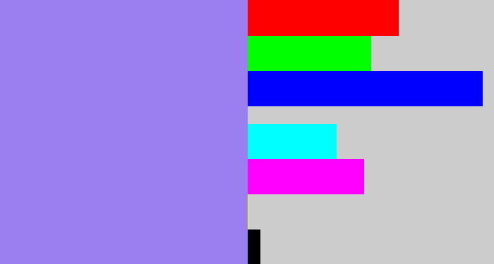 Hex color #9b7ff1 - periwinkle