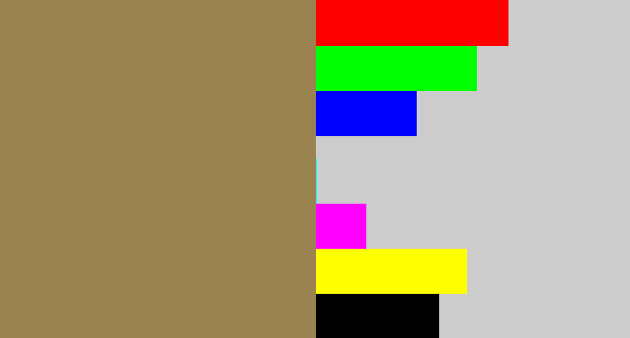 Hex color #9b8251 - puce