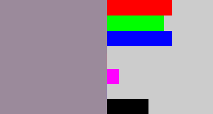 Hex color #9b8a9b - purpley grey