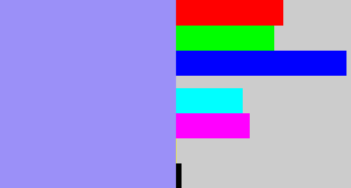 Hex color #9b90f8 - periwinkle blue