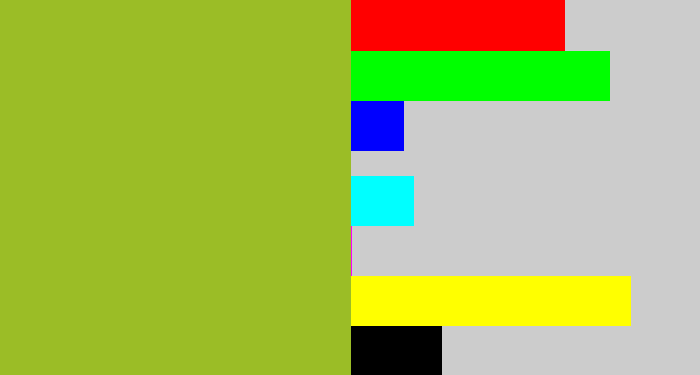 Hex color #9bbd26 - sick green
