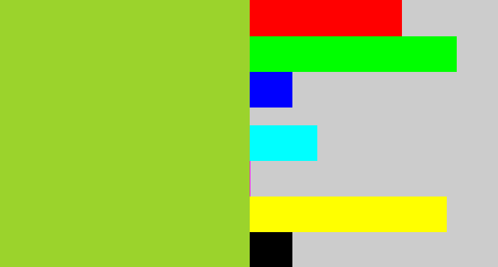 Hex color #9bd32c - pea