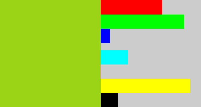 Hex color #9bd417 - slime green
