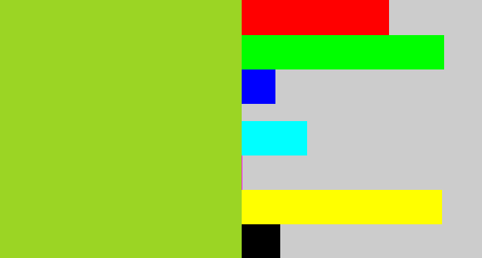 Hex color #9bd524 - pea