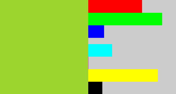 Hex color #9bd52d - pea