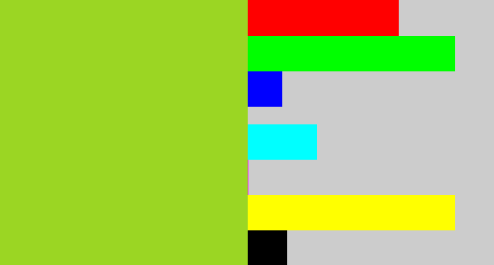 Hex color #9bd623 - pea