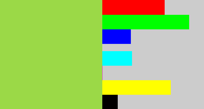 Hex color #9bd947 - kiwi green