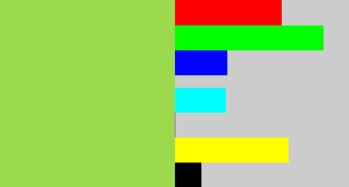 Hex color #9bd94d - kiwi green