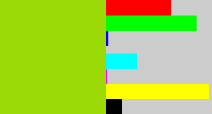 Hex color #9bda06 - slime green