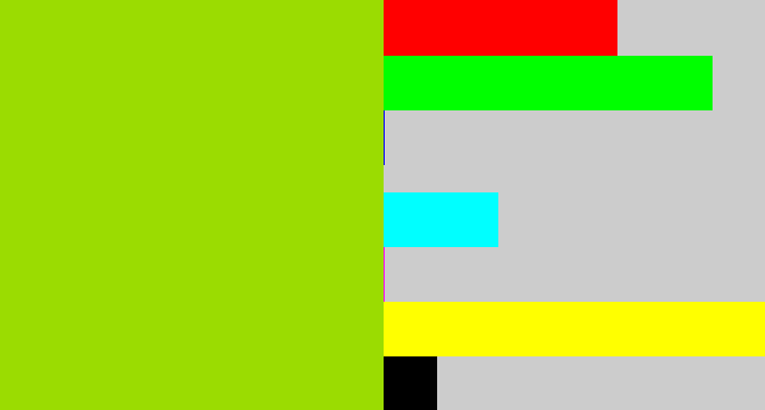 Hex color #9bdc01 - slime green