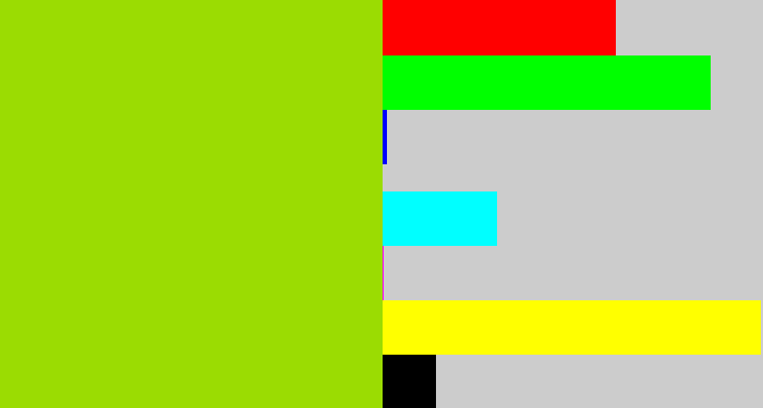 Hex color #9bdc02 - slime green
