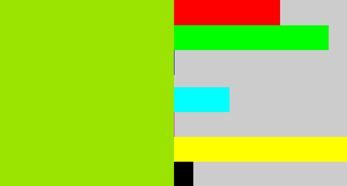 Hex color #9be301 - slime green