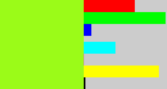 Hex color #9bfb18 - acid green