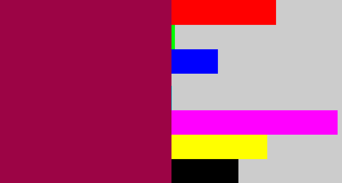 Hex color #9c0445 - purple red