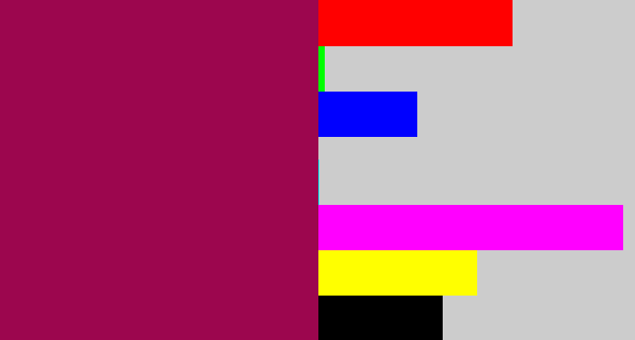 Hex color #9c064e - purple red