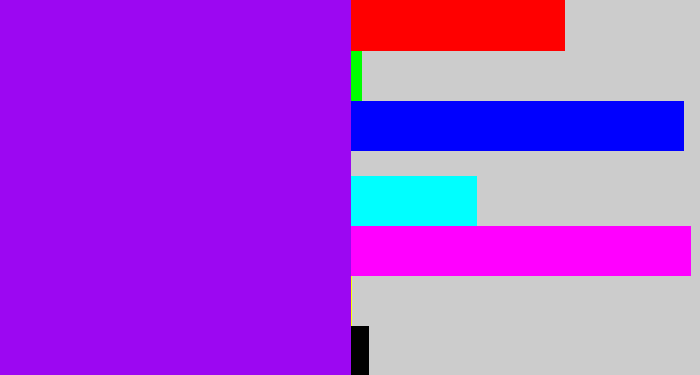 Hex color #9c07f2 - violet