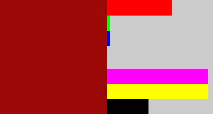 Hex color #9c0808 - deep red