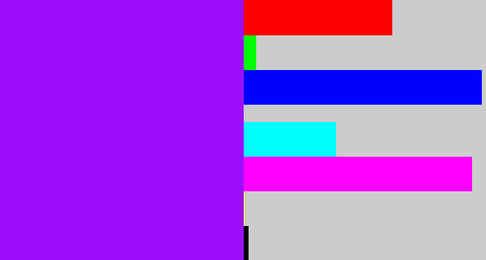 Hex color #9c0efa - vivid purple