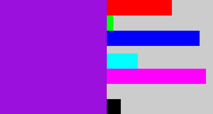 Hex color #9c10dd - violet