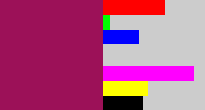 Hex color #9c1158 - dark fuchsia