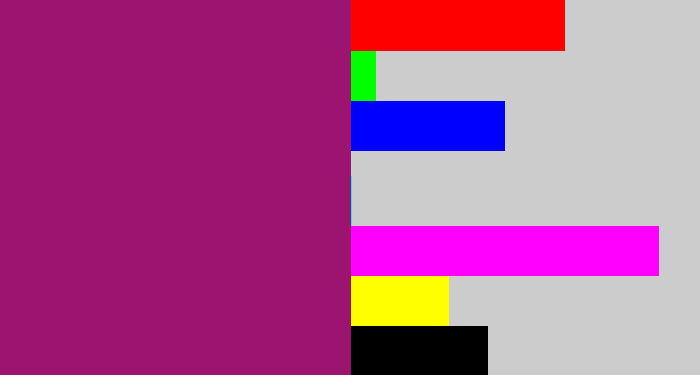 Hex color #9c1370 - red violet