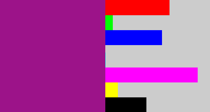 Hex color #9c1389 - barney purple