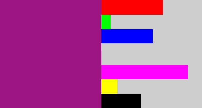 Hex color #9c1683 - warm purple