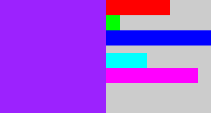 Hex color #9c22fe - electric purple