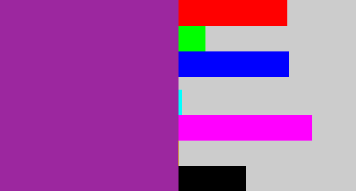 Hex color #9c279f - warm purple