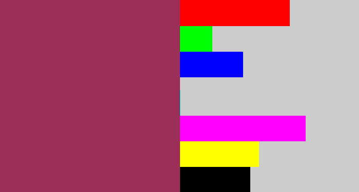Hex color #9c2f58 - light burgundy