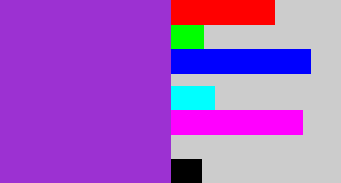 Hex color #9c31d2 - purply