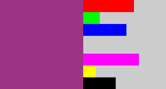 Hex color #9c3485 - warm purple