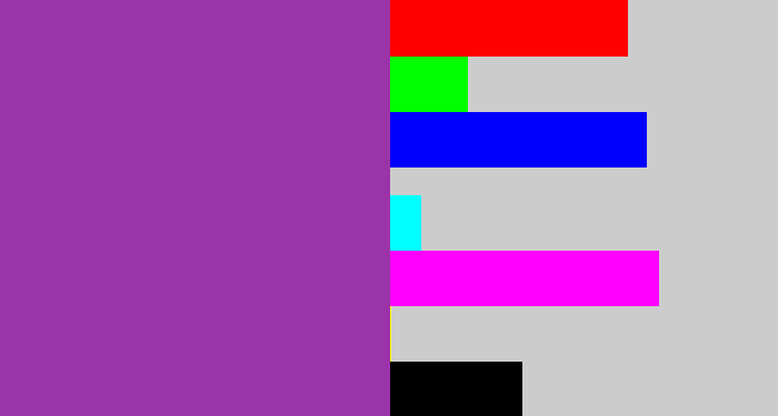 Hex color #9c34a9 - purply