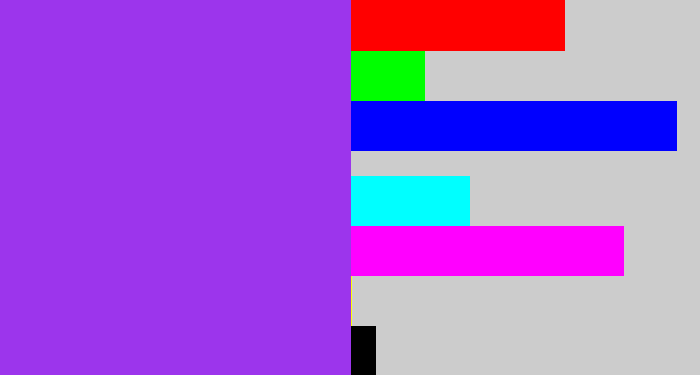 Hex color #9c35ec - electric purple
