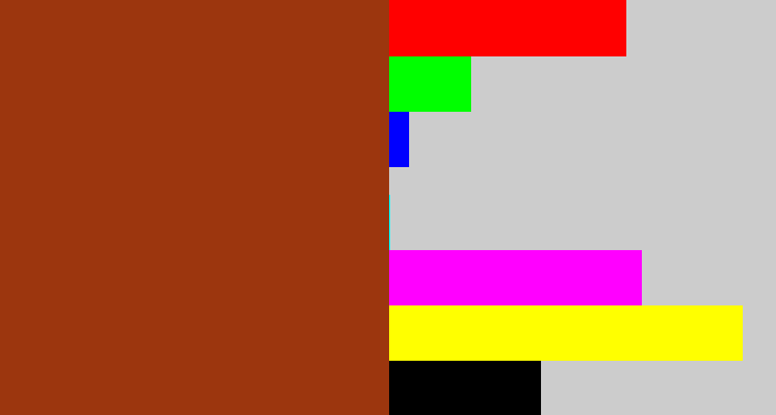 Hex color #9c360e - russet