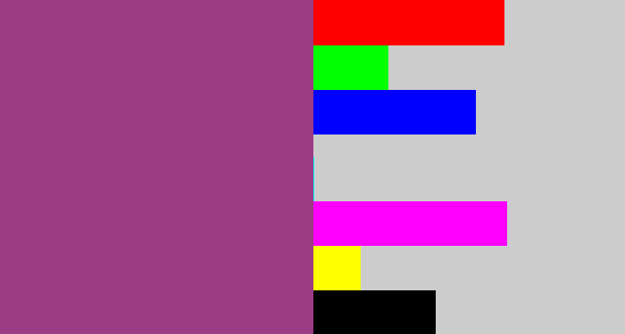 Hex color #9c3c84 - warm purple
