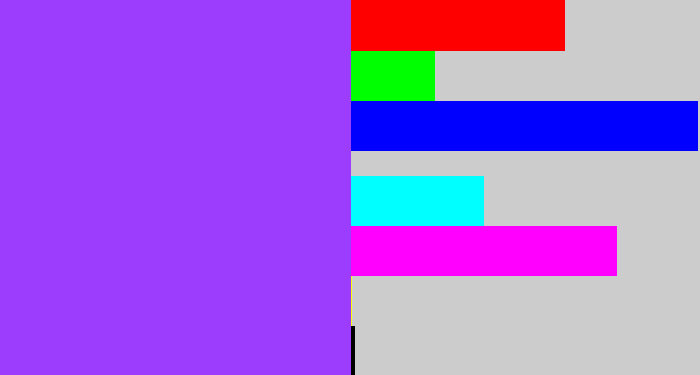 Hex color #9c3cfc - electric purple