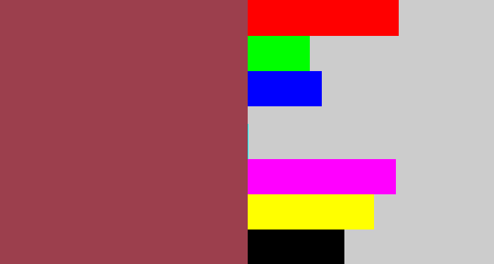 Hex color #9c3f4d - light maroon