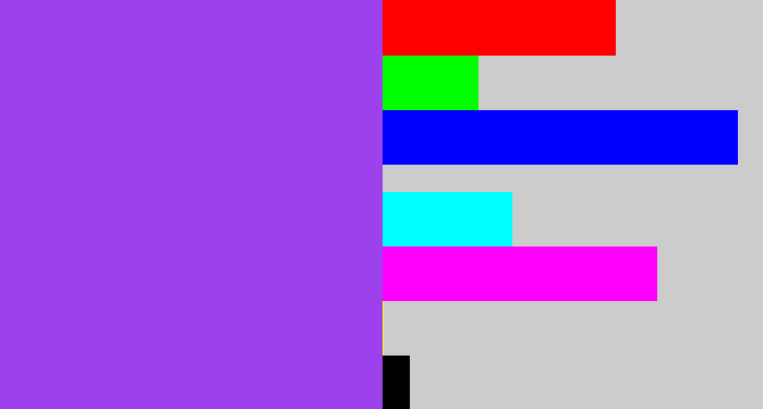 Hex color #9c41ec - lightish purple