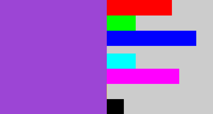 Hex color #9c45d5 - lightish purple