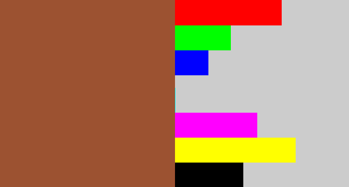 Hex color #9c5231 - sepia