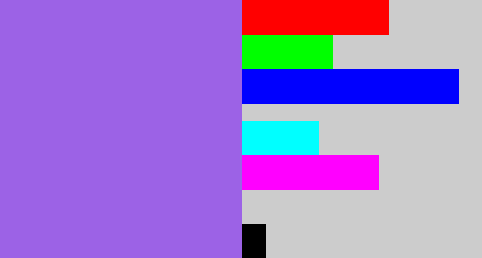 Hex color #9c62e6 - lightish purple