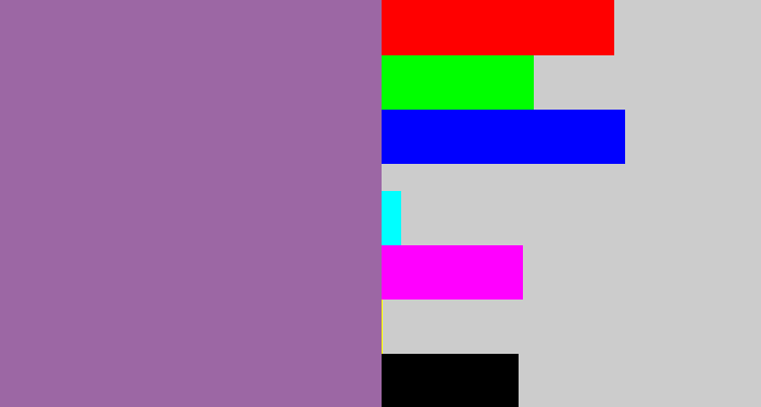 Hex color #9c67a4 - dark lilac