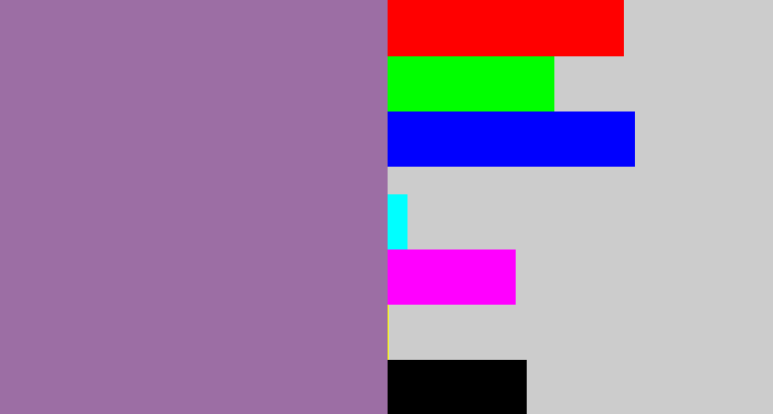 Hex color #9c6ea4 - dark lilac