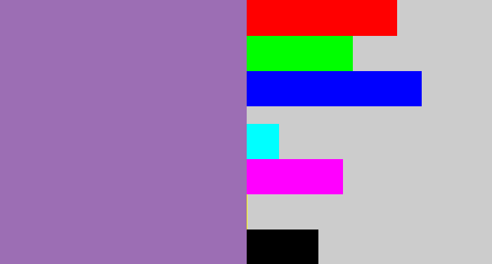 Hex color #9c6eb4 - soft purple