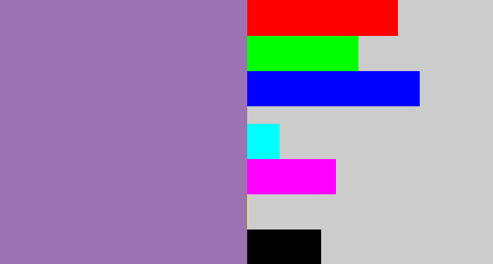 Hex color #9c72b3 - soft purple